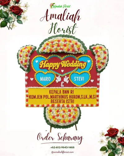 Karangan Papan Bunga Pernikahan di Nuku